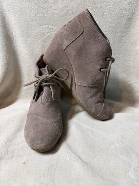 Toms Suede Ankle Booties in Taupe